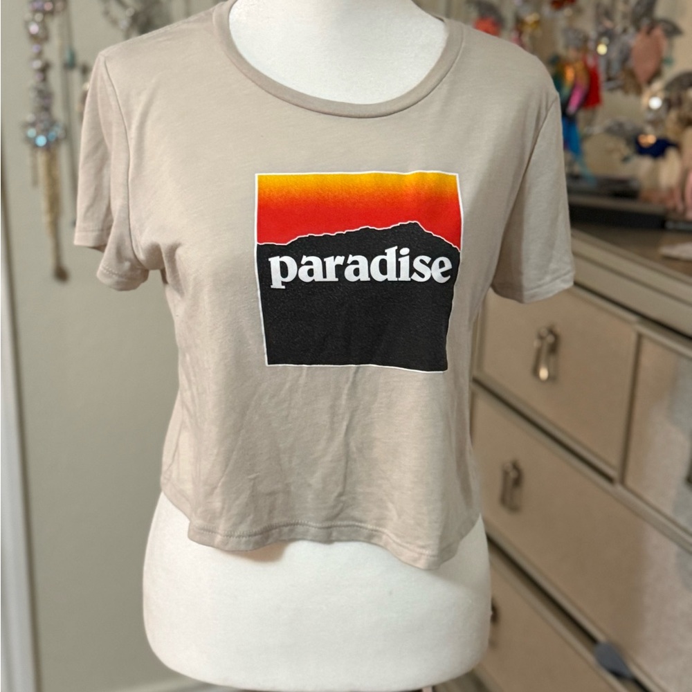 808 All Day Paradise Beige Graphic Women's Top